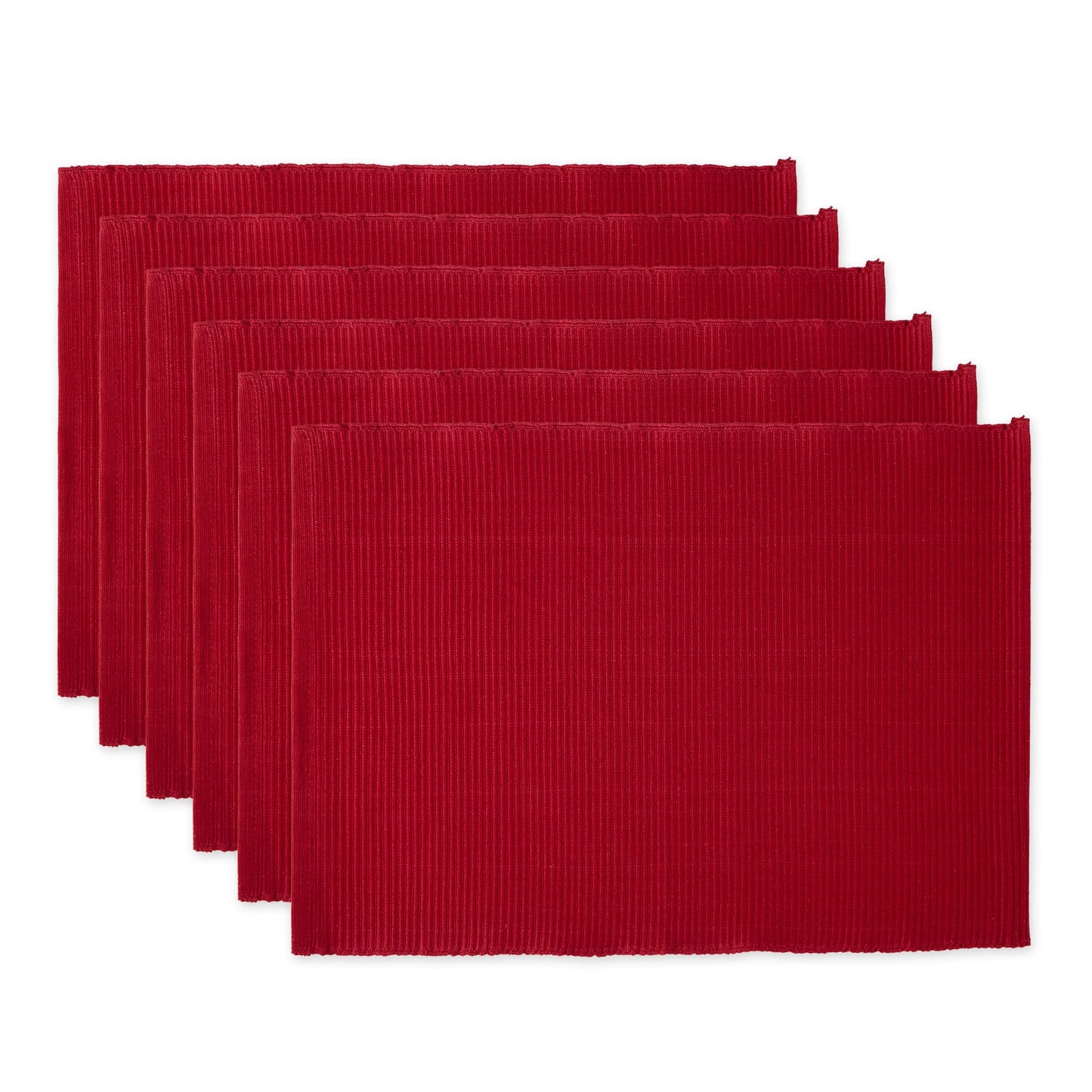 DII 100% Cotton Ribbed Everyday Basic Placemat (Set of 6), 13 x 9, Cardinal Red