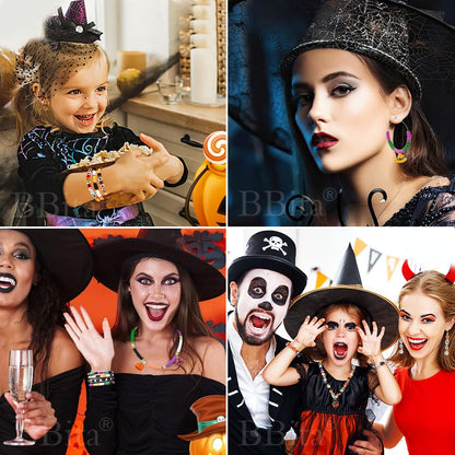 2088pcs Halloween Polymer Clay Beads Bracelet Making kit, 24 Style Cute Fun Beads Skull Pumpkin Beads Charms for Jewelry Necklace Earring Making DIY Accessories for Women Girls