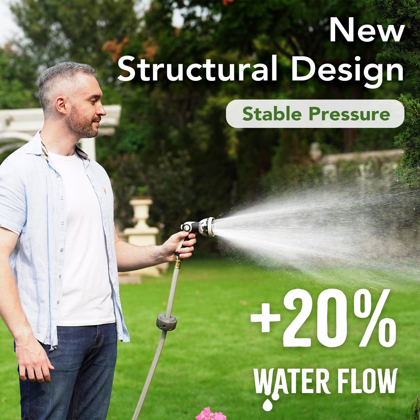 110 FT Retractable Garden Hose Reel by HOZEREEL, Outdoor Garden Hose Reels 1/2" - Automatic Self Retract Wall Mount Hose Reel Enclosed Storage, Any Length Lock, 10 Pattern Nozzle-Grey