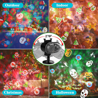 Halloween Decorations Projector Lights,Outdoor Christmas Holiday Projector with Remote Control Timer, 26 HD Effects (3D Ocean Wave & Patterns) Waterproof Landscape for Halloween Party Decorations