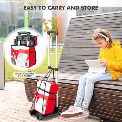 Home-Man Folding Hand Truck, Heavy Duty Luggage Cart, Utility Dolly Platform Cart with 4 Wheels and 2 Elastic Ropes for Luggage, Travel, Moving, Shopping, Office Use (110LB, Black)