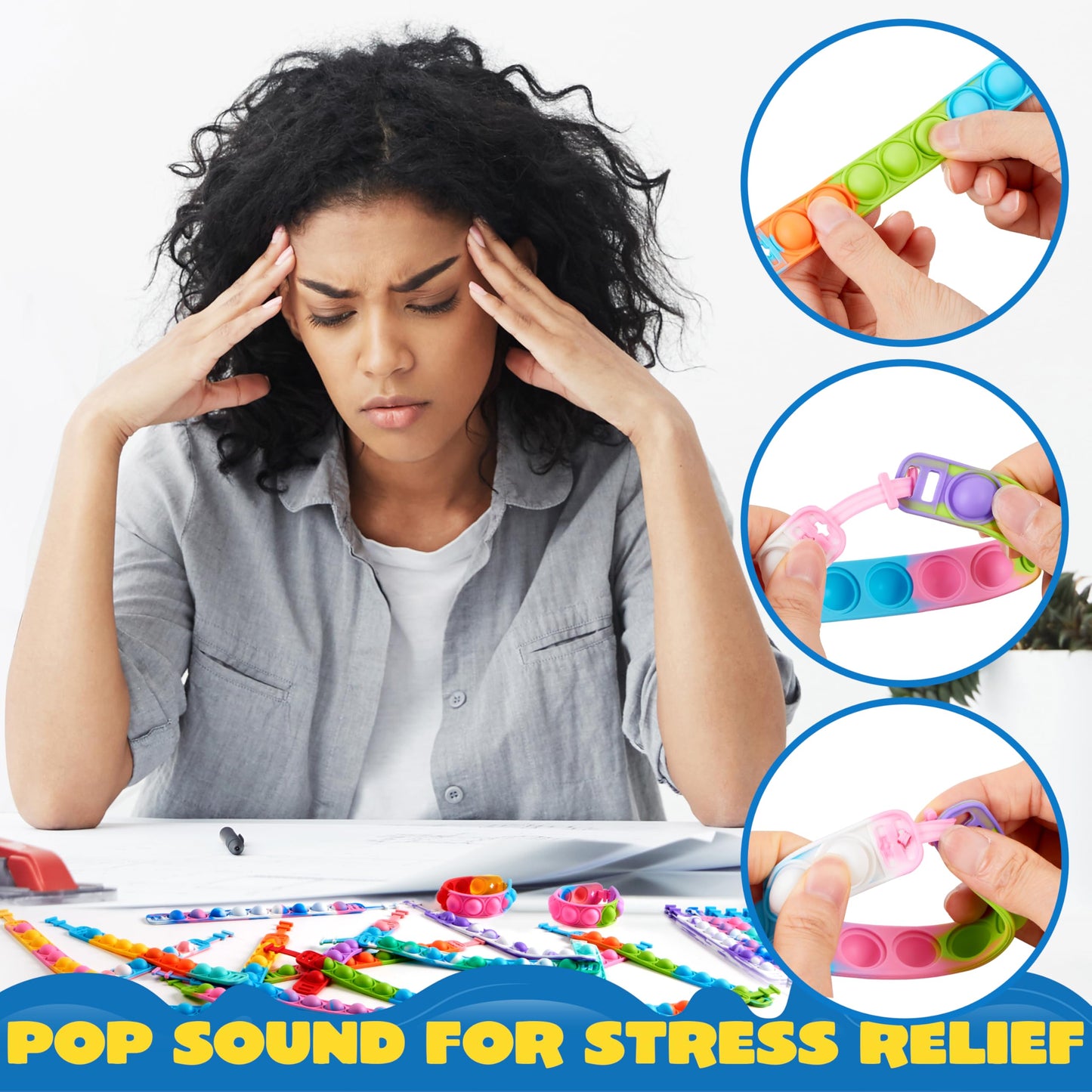 JOYIN Pop Fidget Toys pops Bulk 25 Pack Party Favors for Kids 4-8,8-12 Year, Fidget Bracelets Sensory Toys for Birthday Carnival Halloween Christmas Prizes Gifts Goodie Bags Stuffers for Kids