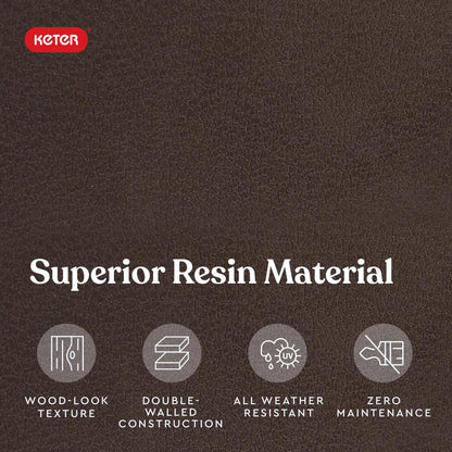 Keter Kentwood 92 Gallon Resin Deck Box-Organization and Storage for Patio Furniture Outdoor Cushions, Throw Pillows, Garden Tools and Pool Floats, Dark Grey