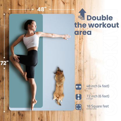 Large Yoga Mat (6'x4') – 1/4" & 1/2" Thick Exercise Mats for Home Workout, Extra Wide Workout Mats for Home Gym, Yoga, Pilates, Stretching, Floor & More