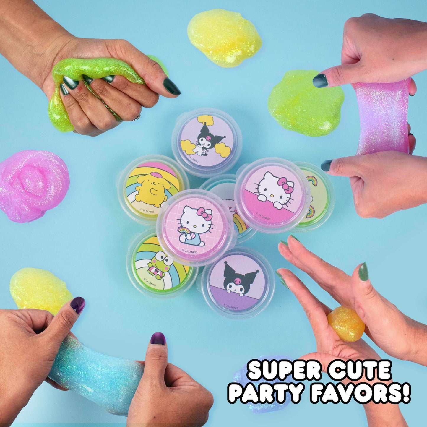 Hello Kitty Ultimate Slime Set, 25-Pack Scented Glitter Slimes, Party Favors for Kids 8-12, Slime Bulk, Mini Slime, Sanrio Stuff