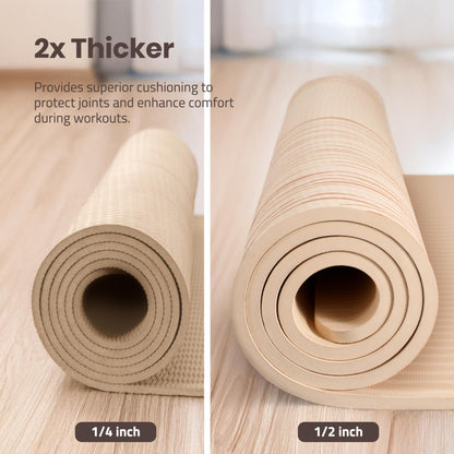 Large Yoga Mat (6'x4') – 1/4" & 1/2" Thick Exercise Mats for Home Workout, Extra Wide Workout Mats for Home Gym, Yoga, Pilates, Stretching, Floor & More