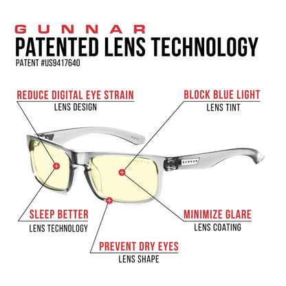 GUNNAR - Premium Gaming and Computer Glasses - Blocks 65% Blue Light - Enigma, Smoke, Amber Tint