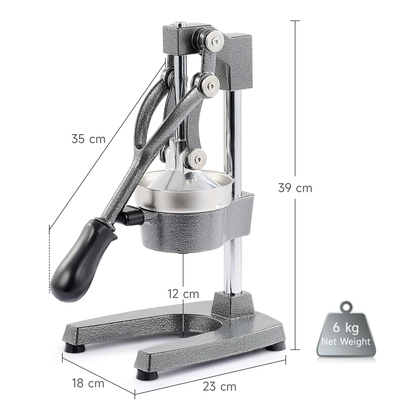 CO-Z Hand Press Juicer Machine, Manual Orange Juicer and Professional Citrus Juicer for Orange Juice Pom Lime Lemon Juice, Commercial Lemon Squeezer, Easy to Clean, Gray