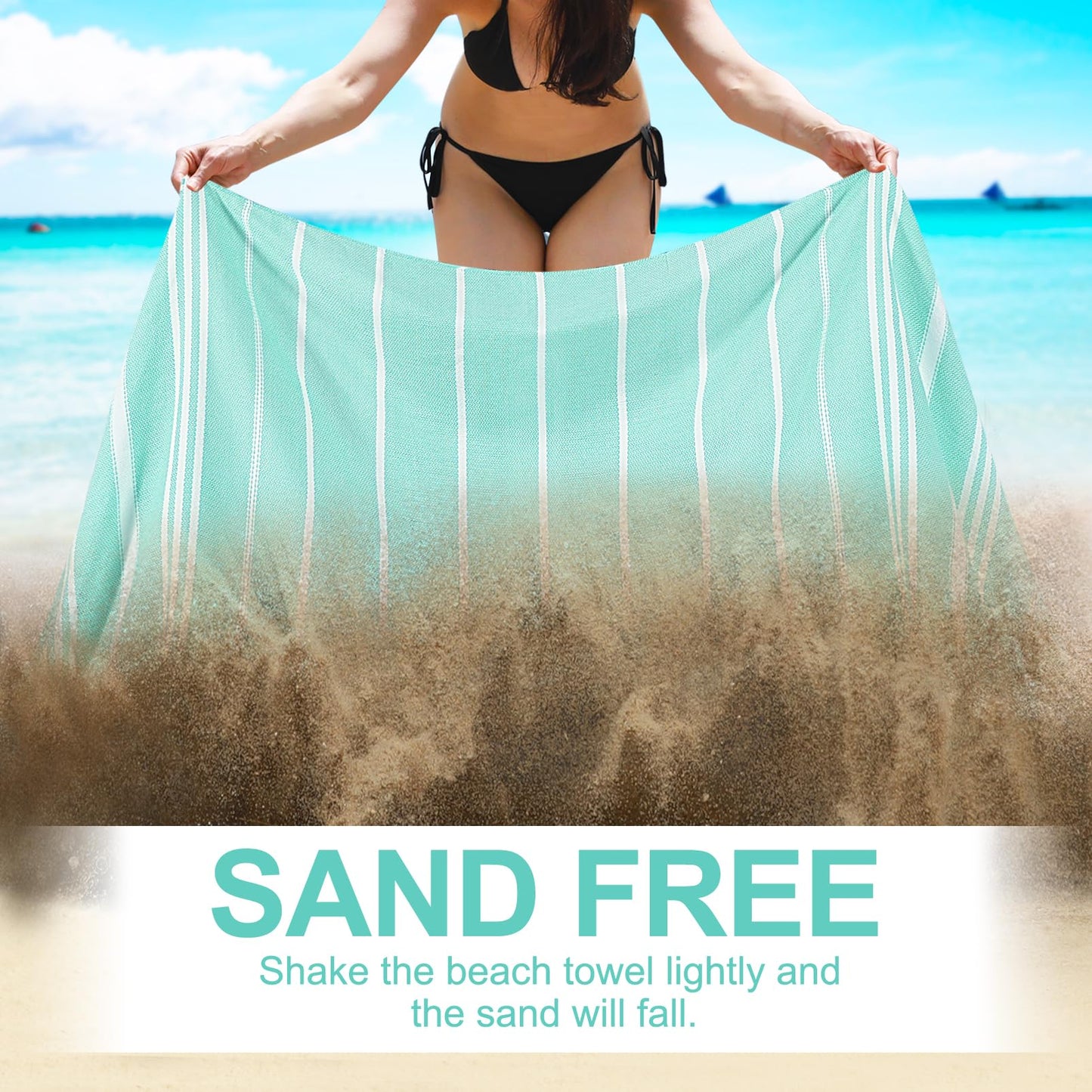 Genovega 6 Packs Oversized Turkish Beach Bath Towel Set Bulk 74"x38" Extra Large Sand Free Quick Dry Swim Camping Pool Clearance Towels Travel Blanket Adult Essentials Red Pink Green Stripe