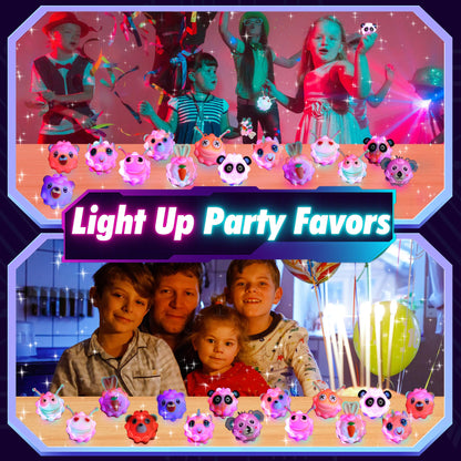 KissFree Light Up Animal Pop Balls Toys Party Favors,Goodie Bags Stuffers for Kids,Glow in Dark Pop Balls Birthday Party Favors,Pinata Stuffers,Carnival Prizes,Classroom Prizes