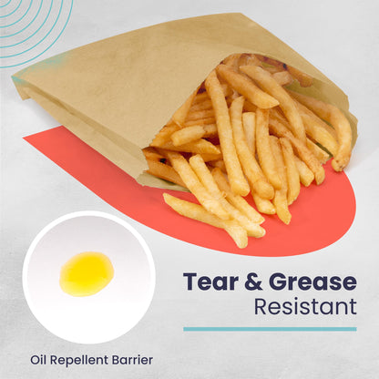 Fit Meal Prep 1000 Pack Paper Sandwich Bags 7 x 6”, Greaseproof Snack Bags, Unbleached Pastry Bag, Recyclable Small Brown Paper Bags, Cookie Sleeves, Food Packing for Bakery, Donuts