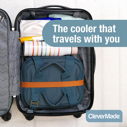 CleverMade Pacifica Collapsible Insulated Cooler Bag – 18 Can / 13 Qt Leakproof Soft Cooler for Beach, Travel, Car – Bottle Opener – Ocean