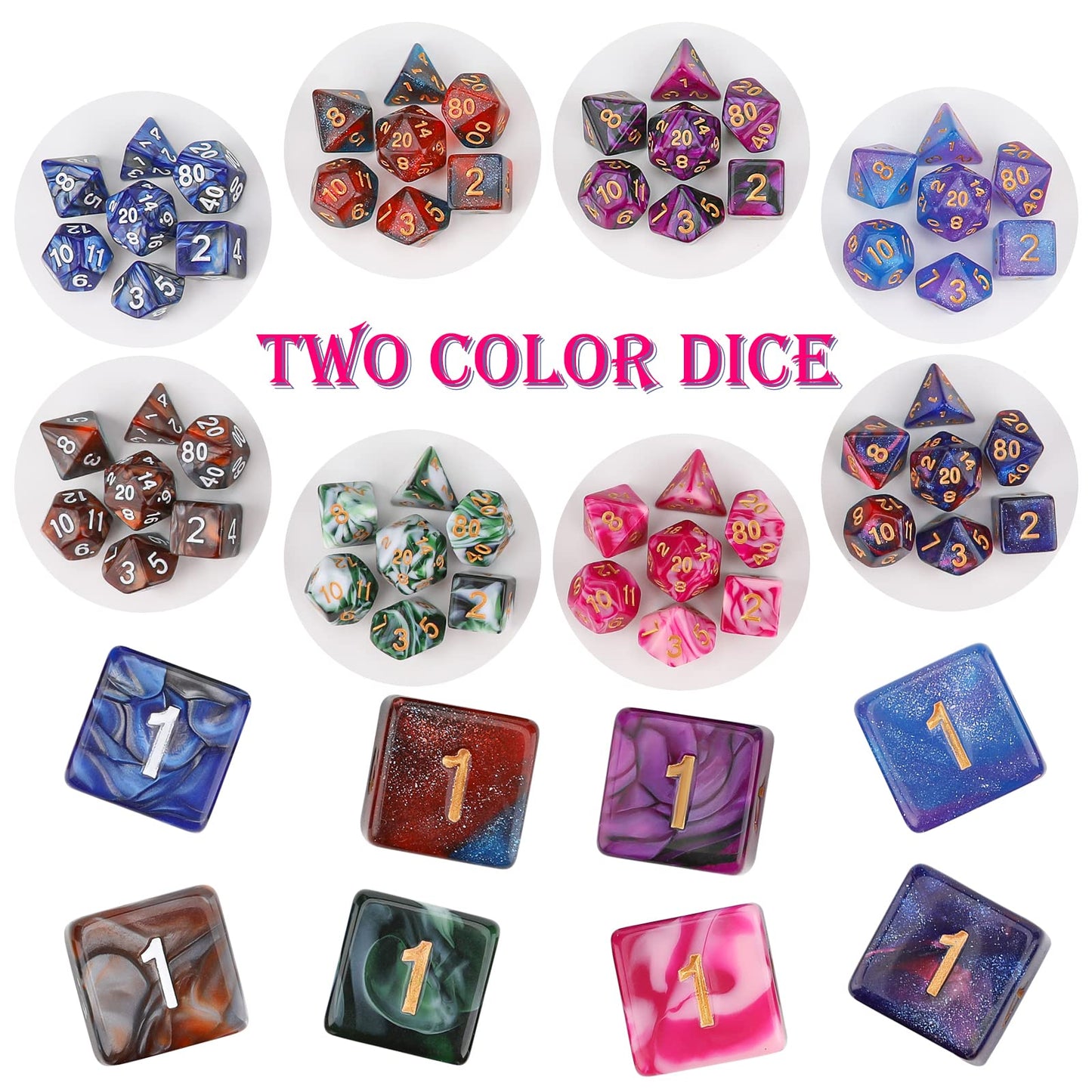 DND Dice Set, 25 X 7 Polyhedral Dice (175 Pieces) for Dungeons and Dragons DND RPG MTG Table Game D4 D6 D8 D10 D12 D20 25 Colors Dice with 1 Large Flannel Bag
