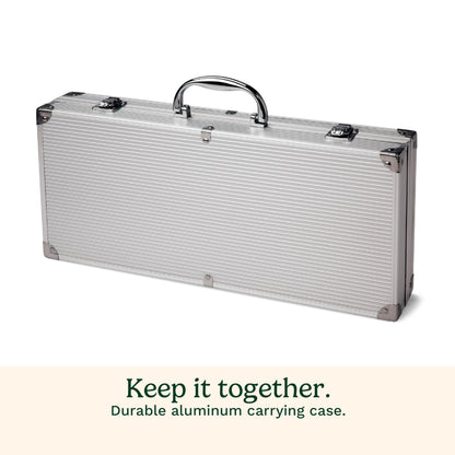 Cuisinart Deluxe Grill Tool Set, 20-Piece BBQ Tools Grill Accessories with Aluminum Case & Digital Temperature Fork, Stainless Steel Spatula, Tongs, Grill Accessories & Utensils, Grilling Set for BBQ