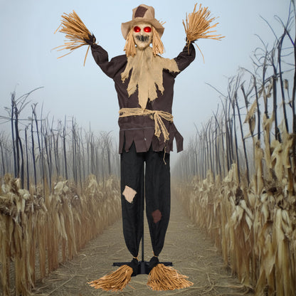 JOYIN 72" Halloween Animatronics Scarecrow Decoration Outdoor, Standing Ghost Prop with Motion Light Sound, Scary Animated Decor for Yard Farm Garden Indoor Haunted House