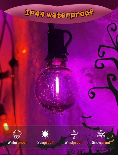 Abeja G40 Purple Orange LED Replacement Bulbs, 0.6W Halloween Bulb Shatterproof Waterproof Outdoor String Lights Bulb for Indoor Outdoor Halloween Patio String Lights, 25 Pack