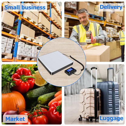 KUAIVO Shipping Scale, 440 lbs/0.35oz High Accurate Digital Postal Scale with Hold/Tare Function, Shipping Scale for Small Business, Packages, Luggage, Home Use, Battery & Charging Cable Include