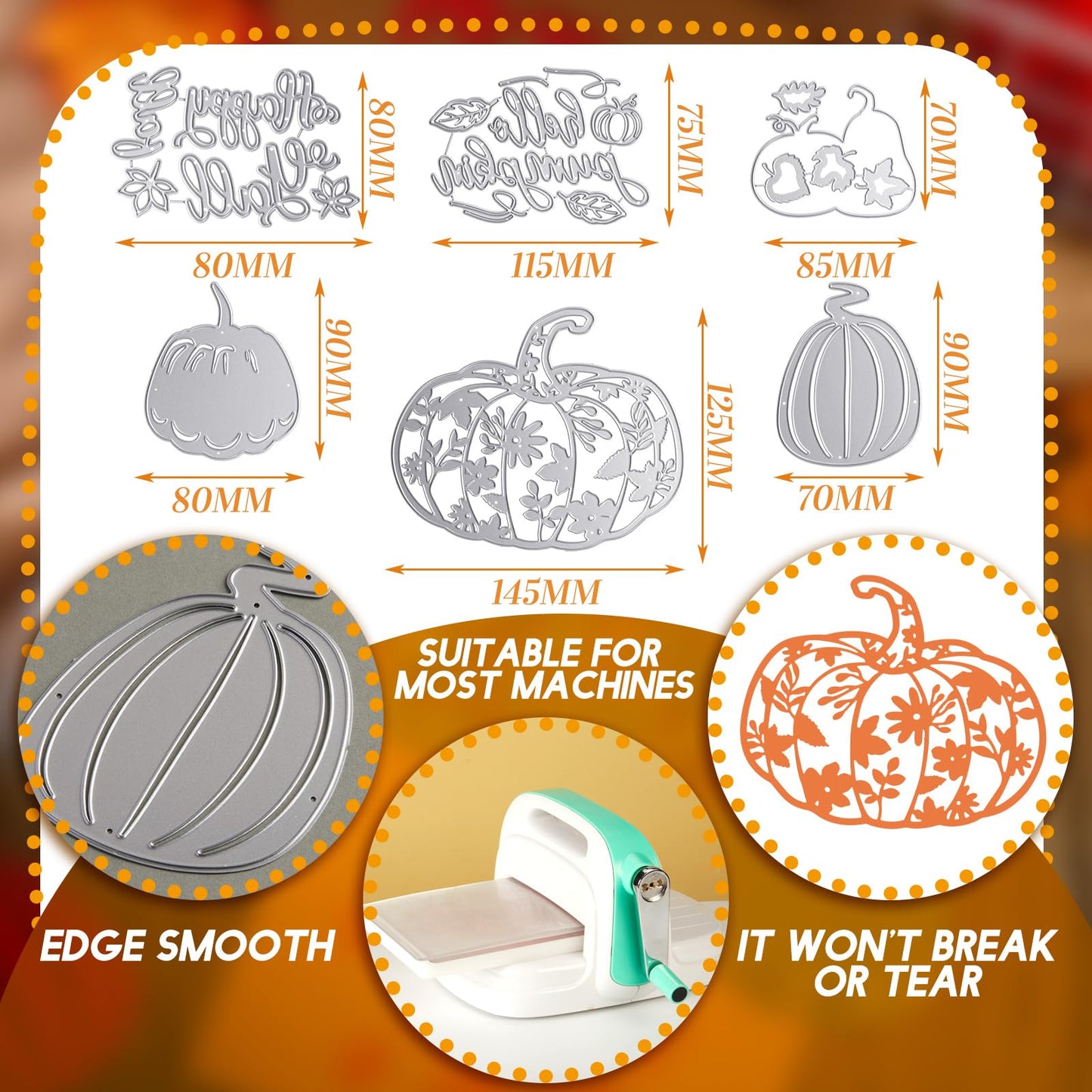 Lasnten Fall Pumpkin Metal Cutting Dies for Card Making Thanksgiving Metal Cutting Dies Happy Fall Yall Hello Words Die Cuts DIY Scrapbooking for Autumn Thanksgiving Stamps Photo Album Card Crafts