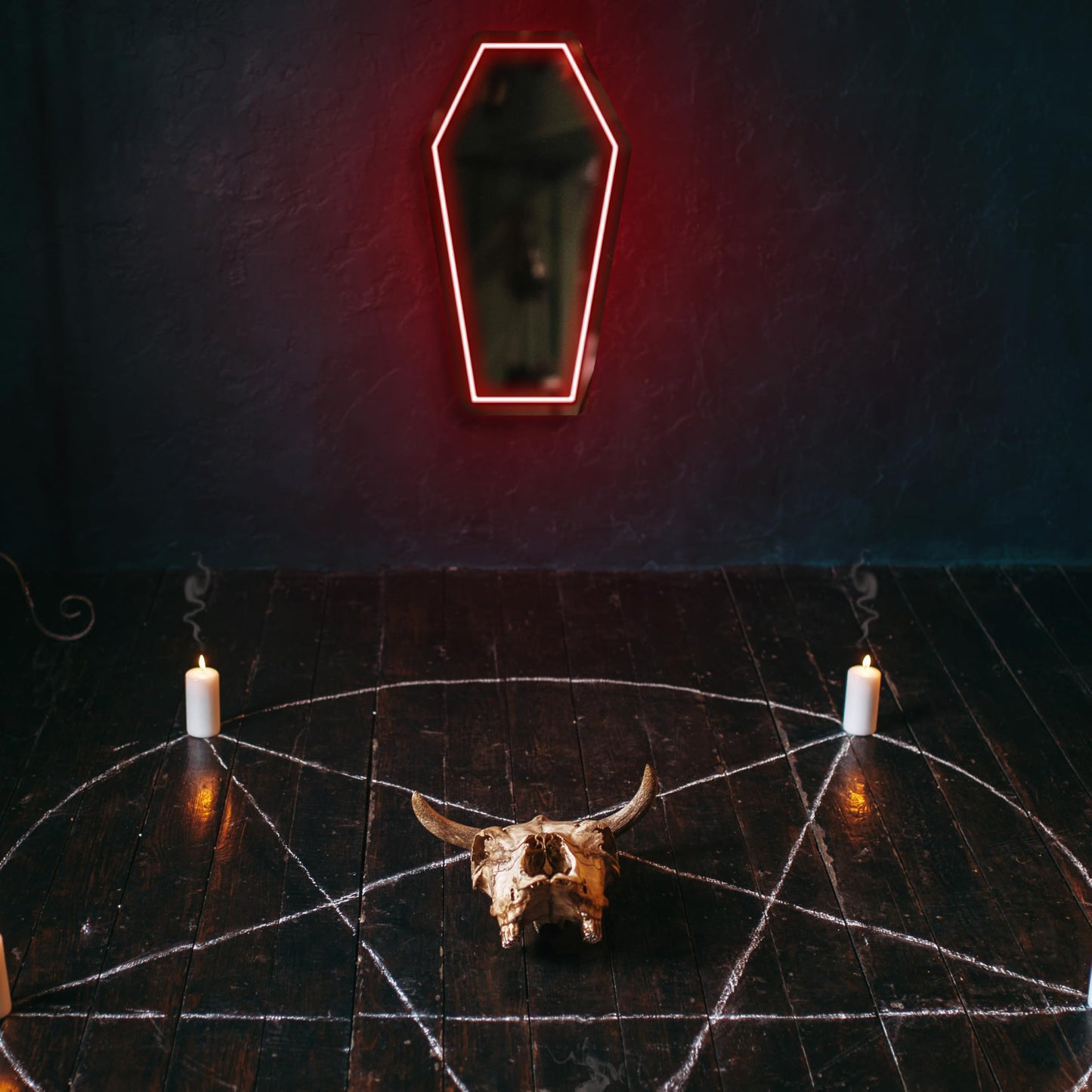 Kavaas Neon Coffin Mirror 16.9" x 9.6", Gothic LED Light Mirror Sign for Gothic Room Decor, Living Room, Bedroom, Bar - Best Gifts for Goth Lovers, Halloween Neon Signs Wall Art, Christmas