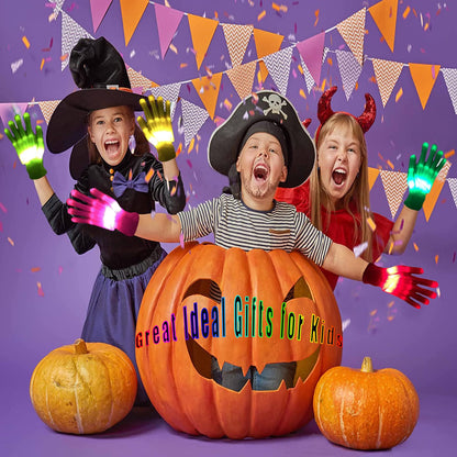 COTRUERE 12 Color Led Light up Gloves Cool Finger Flashing Toys Gifts for Halloween Christmas Easter Birthday Parties（only 1 pair）