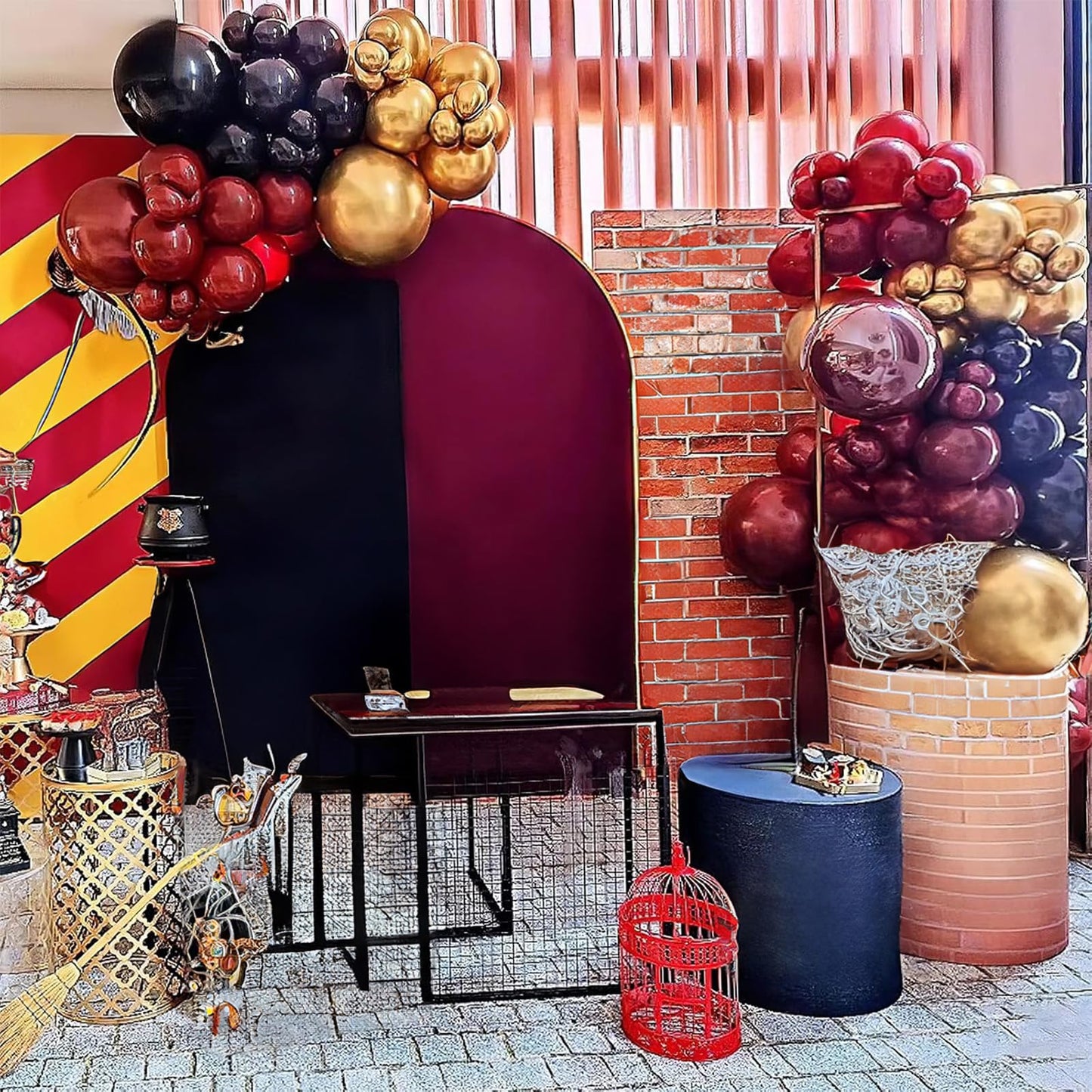 HILAVO Black Burgundy Gold Balloons 12 Inch Burgundy Maroon Red Black Metallic Gold Latex Confetti Balloon for Kids Graduation Birthday Baby Shower Party Decoration