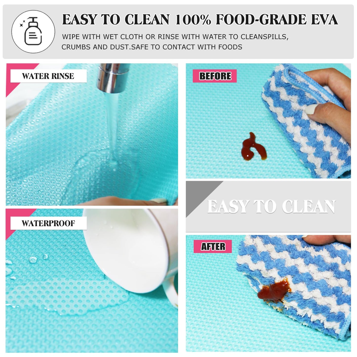 Daixers 20Pcs Refrigerator Liners, Washable Fridge Liner Shelf Mats Refrigerator Pads for Cupboard Cabinet Drawer Home Kitchen Accessories Organization (Blue)