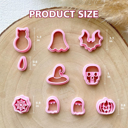 Keoker Halloween Clay Cutters, Clay Cutters for Halloween Earrings Making, 10 Shapes Halloween Clay Earrings Cutters, Halloween Polymer Clay Cutters (Earrings Clay Cutters 1)