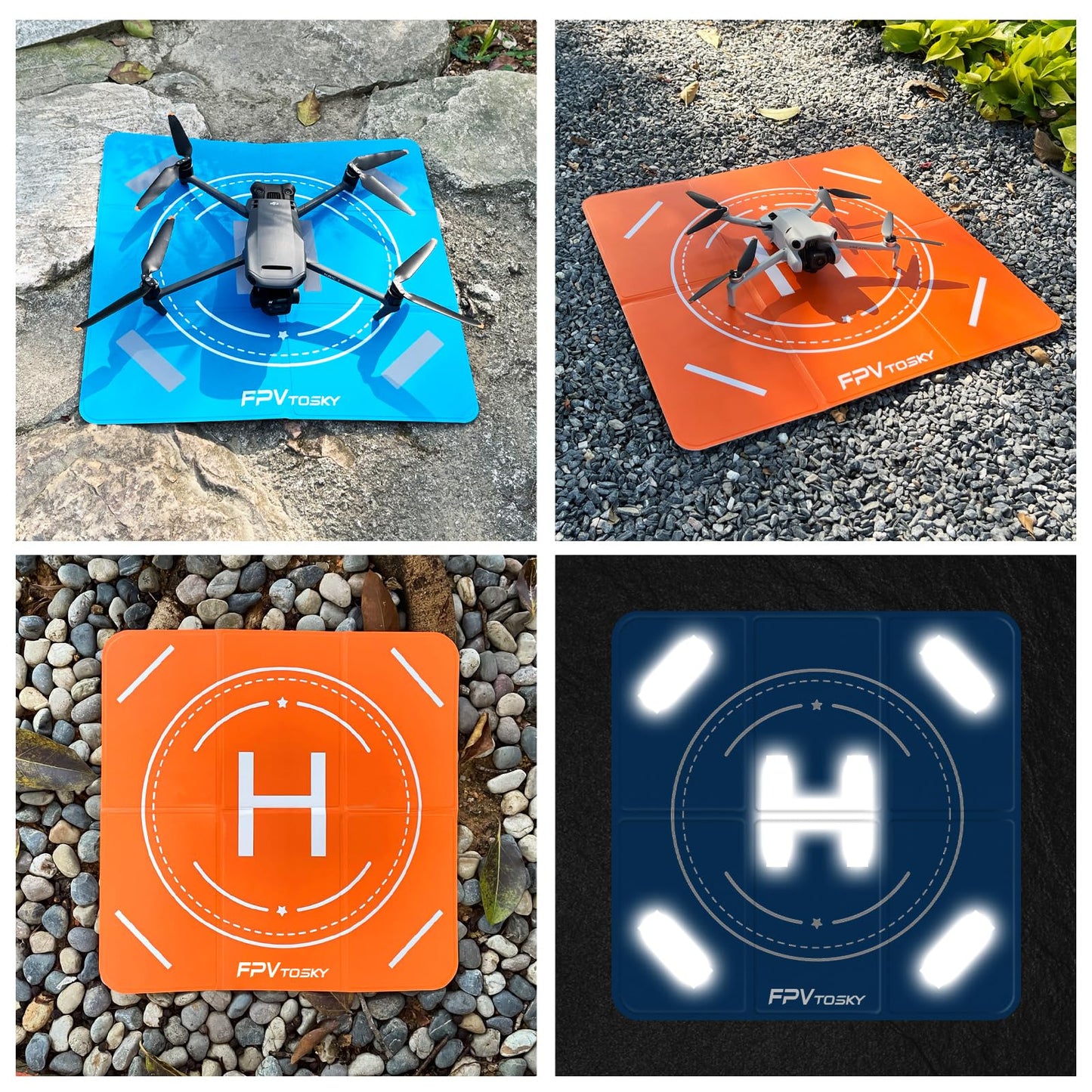 FPVtosky Weighted Drone Landing Pad, Universal 20"(51cm) Fast-fold Double Sided Waterproof Landig Pad Weighted for DJI Mini 3 Pro/Mini 2 /Mini 3/ Mavic 3 / Air 3/Avata/FPV/Phantom Drones etc