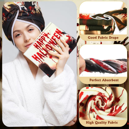 FuWeave 8 Pcs Halloween Help Me Shower Curtain Set for Bathroom Include Scary Ghost Shadow Bloody Hands Shower Curtain Towels Non Slip Rugs Toilet Lid Cover Bath Mat and 12 Hooks for Bathroom Decor