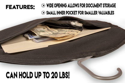 Hanger Diversion Safe by Stash-it, Hidden Pocket Safe, Fits Under Hanging Clothes with Pocket to Hide Valuables for Home or Travel