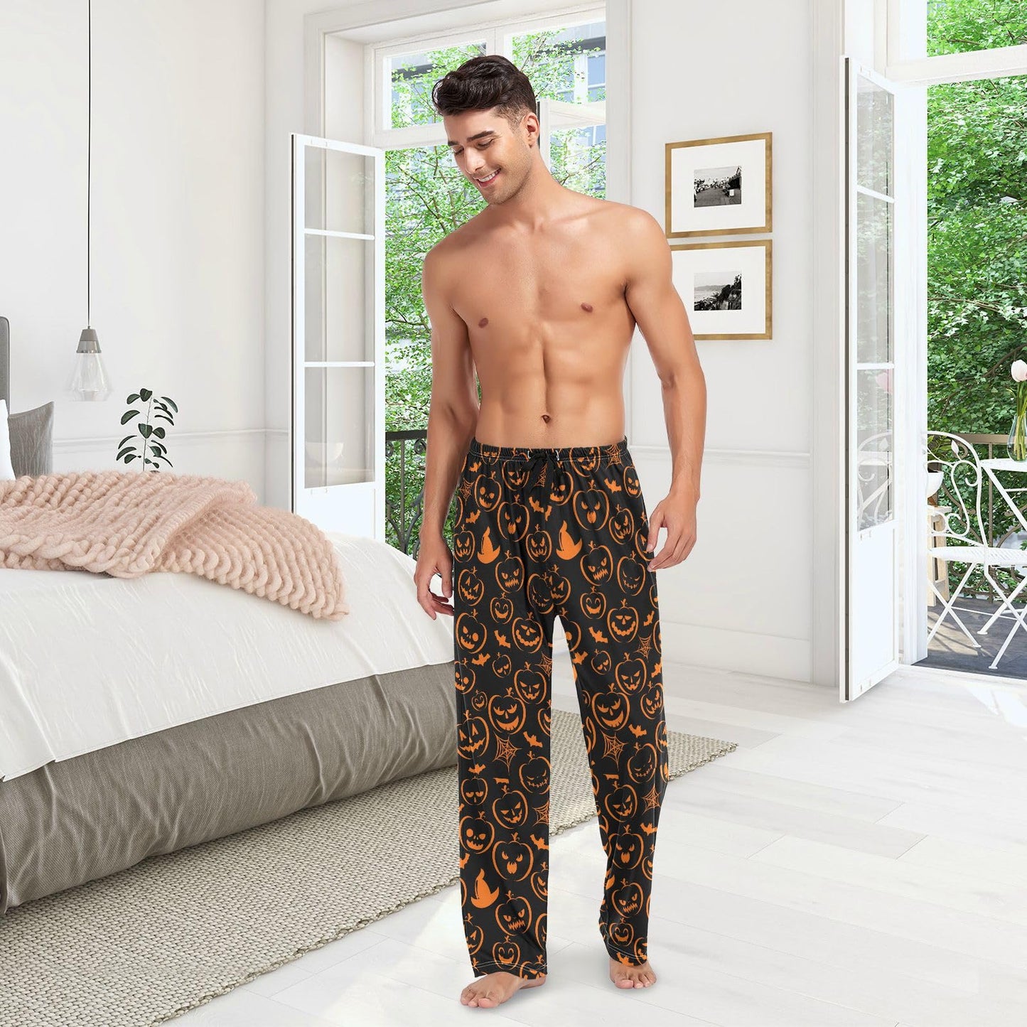 Halloween Men's Pajamas Pants Pumpkin Sleepwear Lounge Pj Bottoms