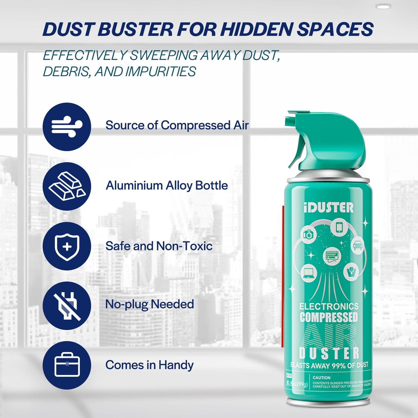 Compressed Canned Air Duster for Computer - iDuster Disposable Electronic Keyboard Cleaner for Cleaning Duster, 2PCS(3.5oz)