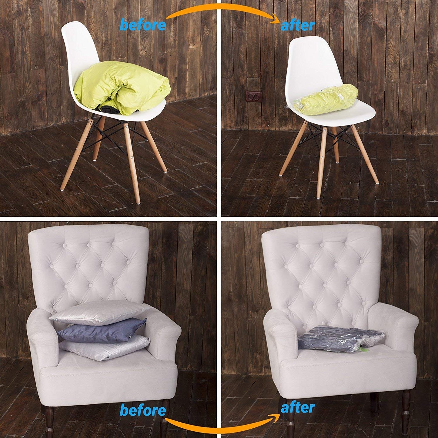 12 Space Saver Storage Bags for Clothes for Travel - Compression, no Vacuum Sacks - Luggage Accessories