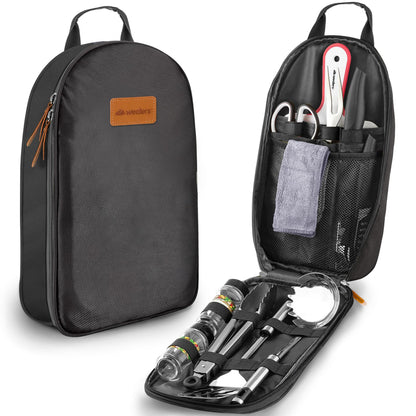 12 Piece Camp Kitchen Cooking Utensil Set Travel Organizer Grill Accessories Compact Gear for Backpacking BBQ Camping Hiking and Travel Black