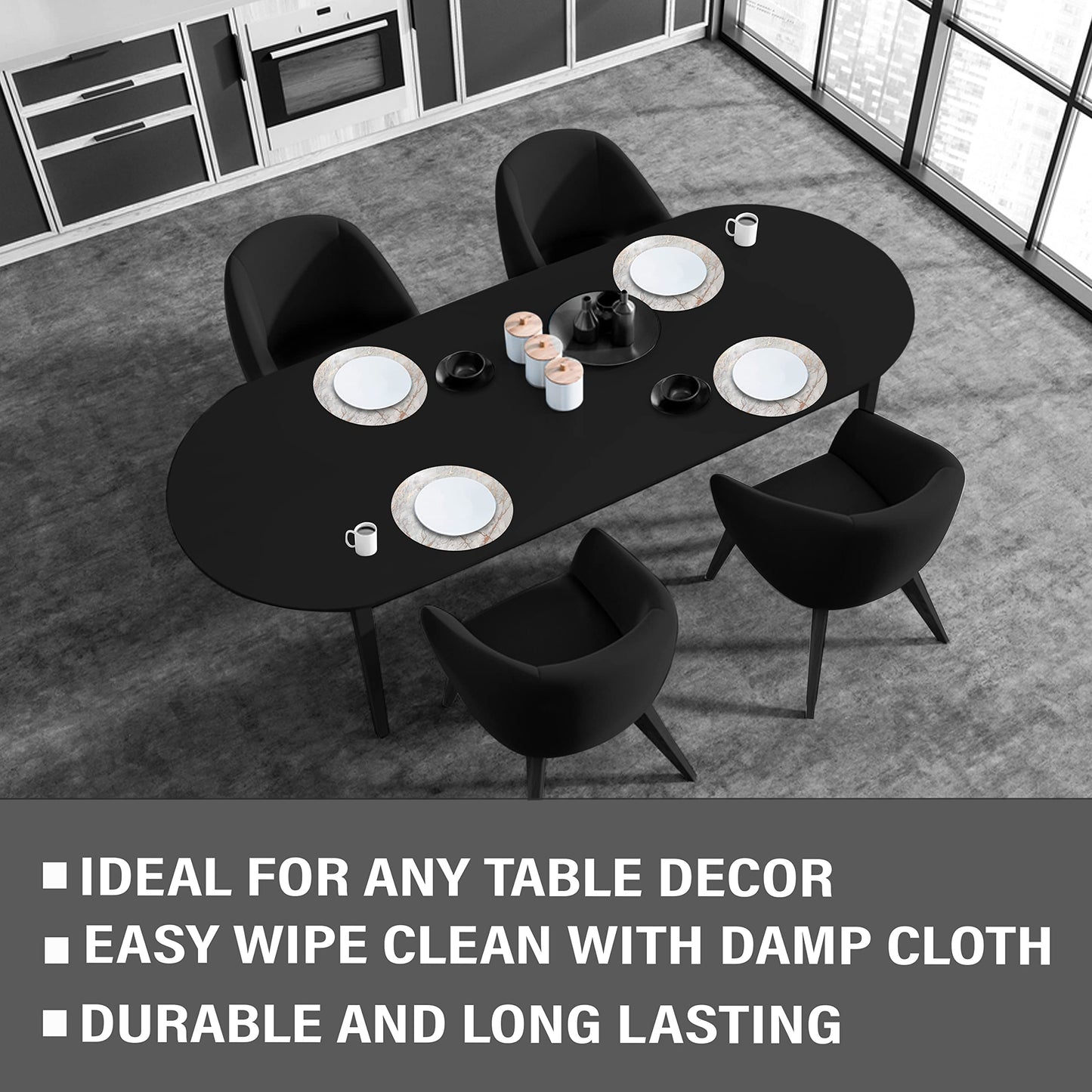 Dainty Home Marble Cork Place Mats Round Rose Gold 15"x15" Set of 2 Washable Placemats Heat Resistant Placemats Non Slip Table Placemats