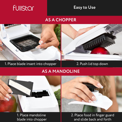 Fullstar Vegetable Chopper & Mandoline Slicer for Kitchen - Food Chopper with Container, Cheese Grater, Home Essentials & Kitchen Gadgets (Lite - 9 in 1)