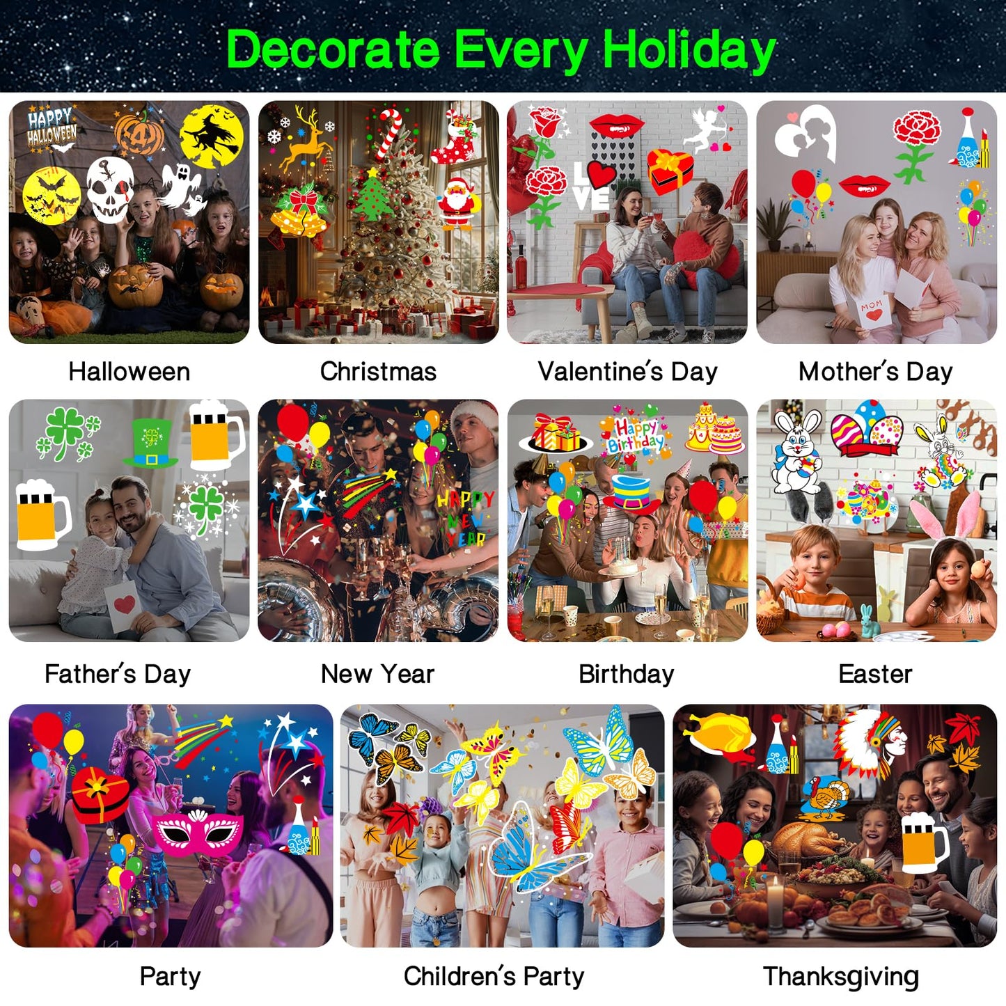 Halloween Decorations,MOSSNDAR 64 HD Patterns Halloween Christmas Projector Light Outdoor,Holiday Projector Light with RF Remote,Waterproof Landscape Lamp Projector for Garden Party,Xmas New Year Gift