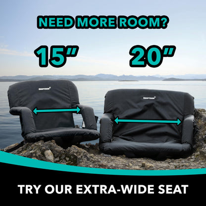 Driftsun 2 Pack Standard Size Stadium Seats with Back Support - Deluxe Foldable Stadium Chairs for Bleachers - Folding Waterproof Sport Chair - Easy to Transport