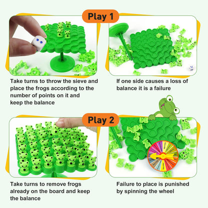 kykake Frog Balance Game Toys,Balance Game Tree Two-Player Parent-Child Interactive Family Tabletop Puzzle Montessori Toy,Frogs Board for Kids and Adults (Frog)