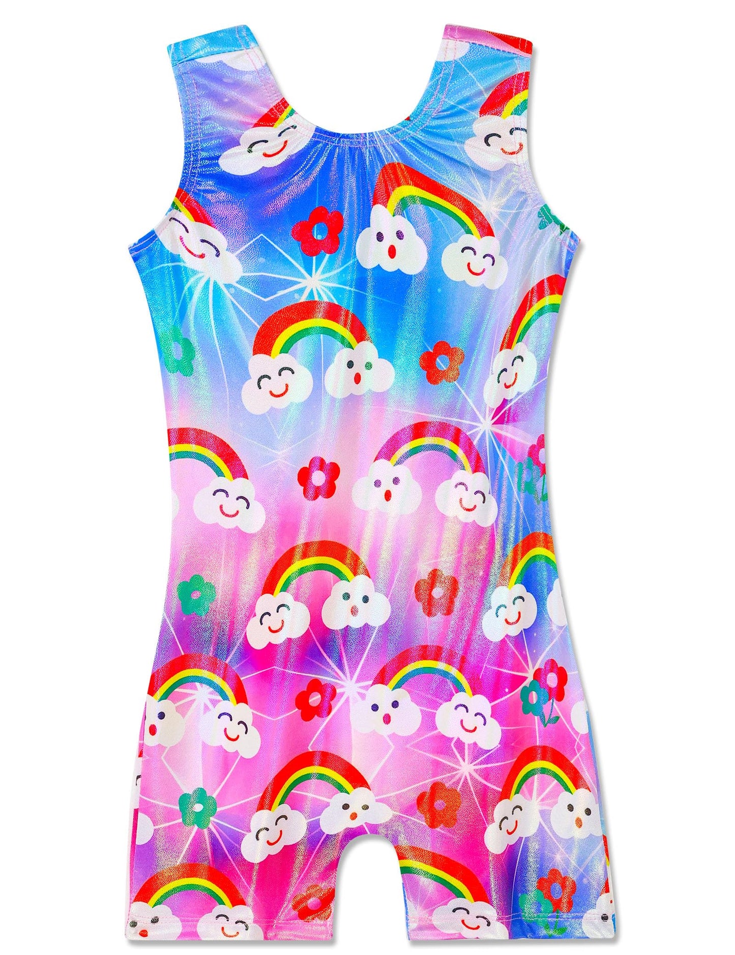 Girls Gymnastics Leotards Size 5-6 Years Old Cloud Rainbow Shiny One Piece Tumbling Outfits for Kids