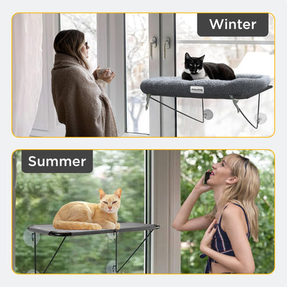 EvolutionUSA Cat Window Perch, Durable Feline Bed, Comfy Perch for 360 Views, Durable Elevated Pet Lounger, Ideal Cat Window Hammock for Large Cats, Heavy Duty, Large Size 24.4x12.6 in