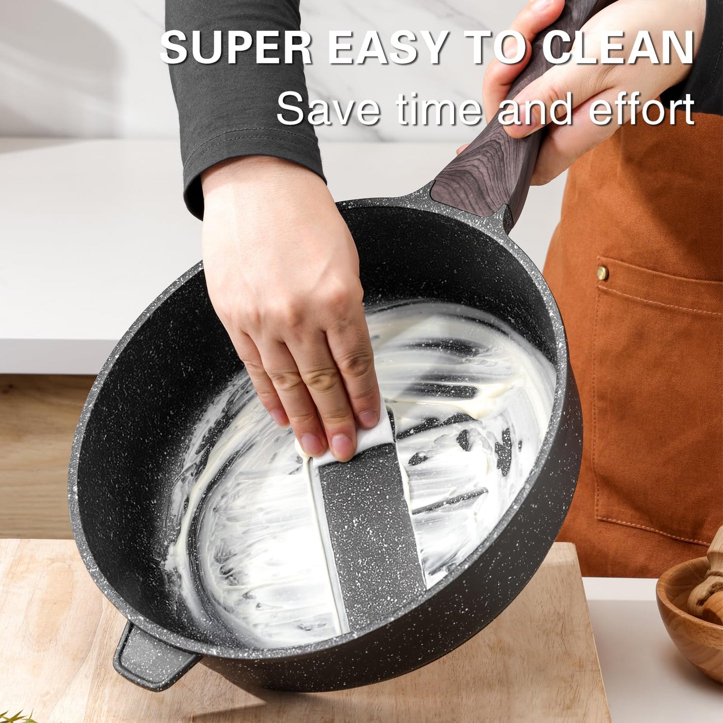 Kordisen Nonstick Deep Frying Pan with Lid, 12 Inch Large Skillet, 5 Qt Non Stick Saute Pan for Cooking, Healthy Induction Cookware, PFOA Free