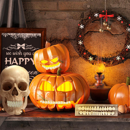 56 Pcs False Teeth Dental Complete Acrylic Resin Denture Teeth, 2 Set Whole Teeth Synthetic Polymer Denture Tooth, 23 Shade A2 Upper + Lower Dental Materials for Replacement, DIY, or Halloween