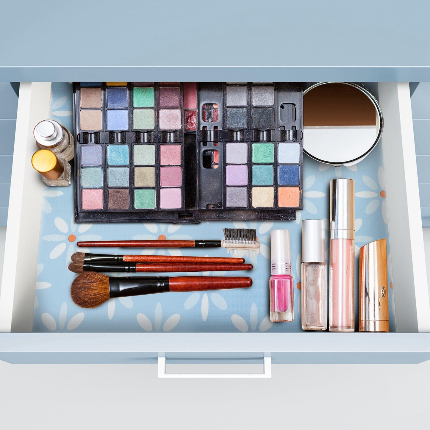 18" W x 96" L Floral Drawer and Shelf Liner for Cabinets, Non-Adhesive Strong Grip Non-Slip Flower Shelf Cabinet Kitchen Shelf Liners for Kitchen Cabinets