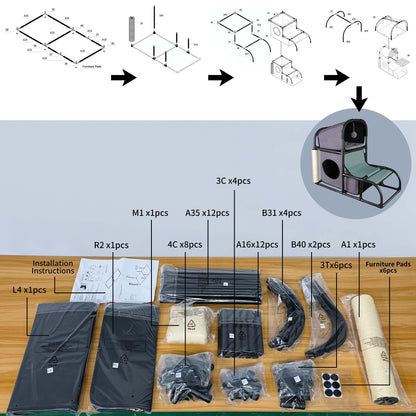 Goetland PVC Modern Cat Condo House Tree Medium Tower Bed Scratching Post Climber With Peek Hole and Dangling Ball for Kitty Indoors Dark Grey
