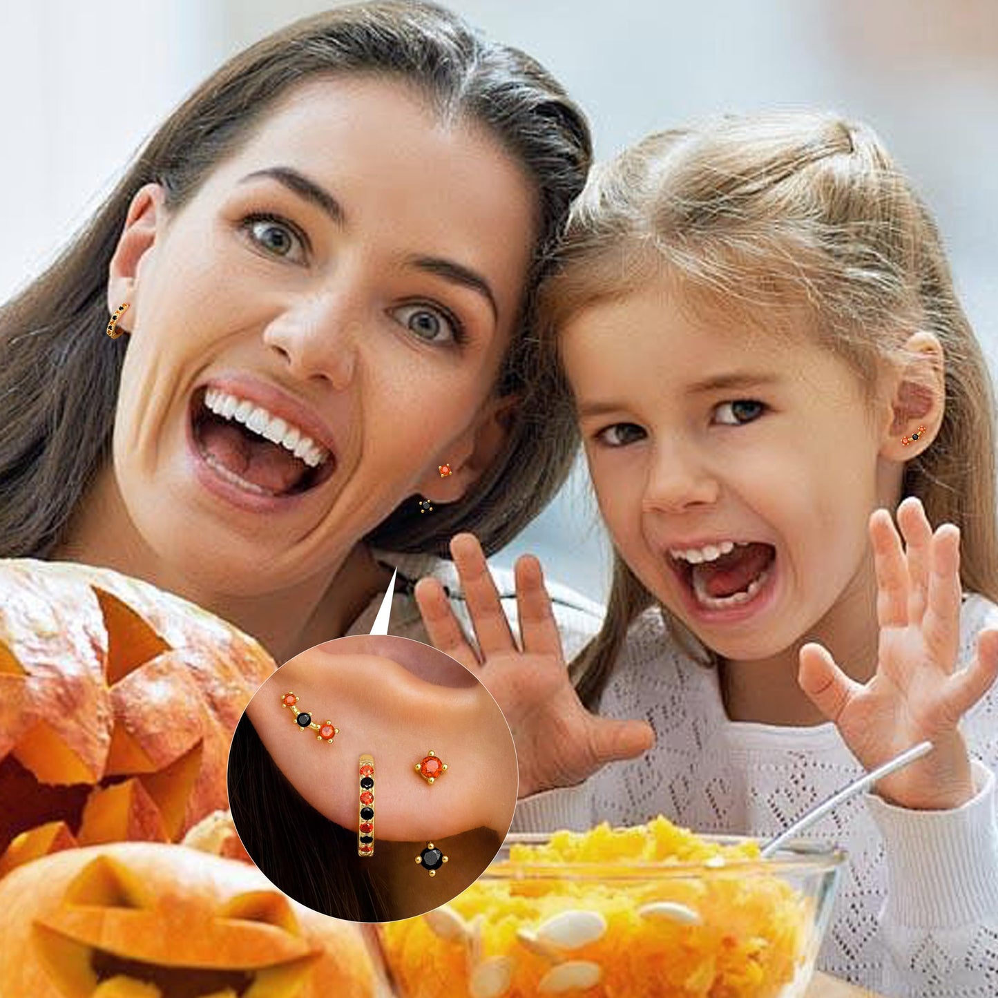 Halloween Accessories Earrings for Women Jewelry Gifts, Halloween Custumes Ghost Pumpkin Studs Huggie Hoop Earrings, Orange Black Spooky Cute Fun Holiday Gifts