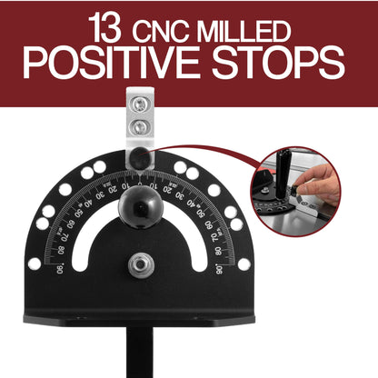 Fulton Precision Miter Gauge with Aluminum Miter Fence with 45 Degree Angled Ends for Maximum Stock Support and a Repetitive Cut Flip Stop