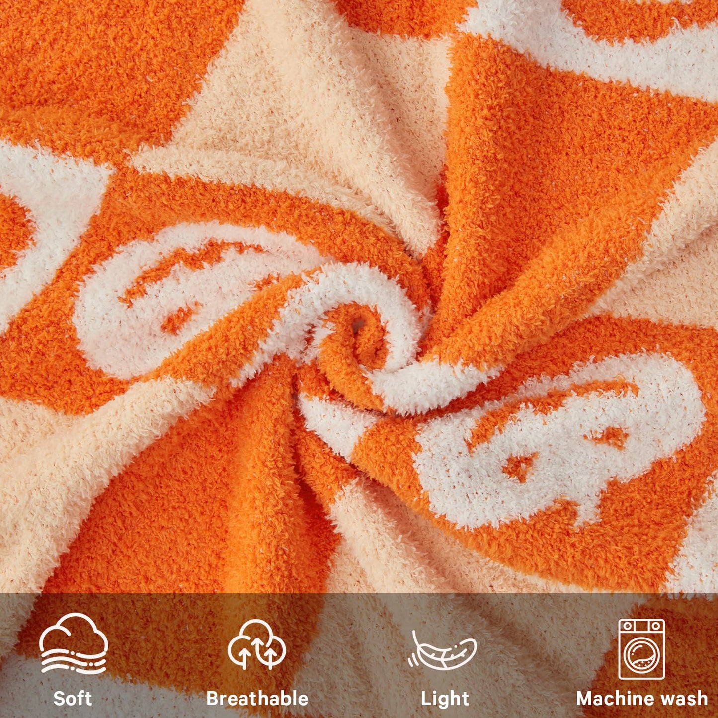 CYMULA Halloween Knit Throw Blanket - Pumpkin Blanket for Couch, Soft Cozy Lightweight Fluffy Blanket for Fall Decor, 50"x60"