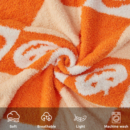 CYMULA Halloween Knit Throw Blanket - Pumpkin Blanket for Couch, Soft Cozy Lightweight Fluffy Blanket for Fall Decor, 50"x60"