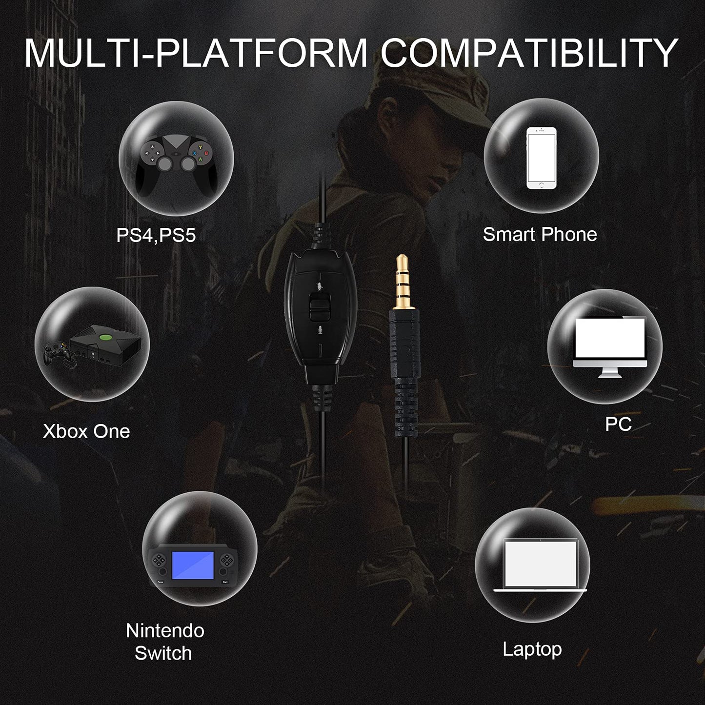 PS5/PS4/Xbox/PC Gaming Headset with Mic - Wired Kids Headphones for Gaming and School, Girls Headset with Microphone